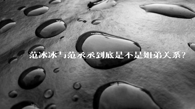 范冰冰与范丞丞到底是不是姐弟关系？